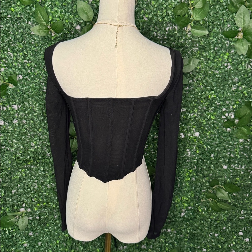 Chic Black Lace-Up Crop Corset  Top - Picture 5 of 6